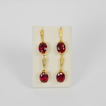 Mary Lily Collection Double Drop Ruby Earrings