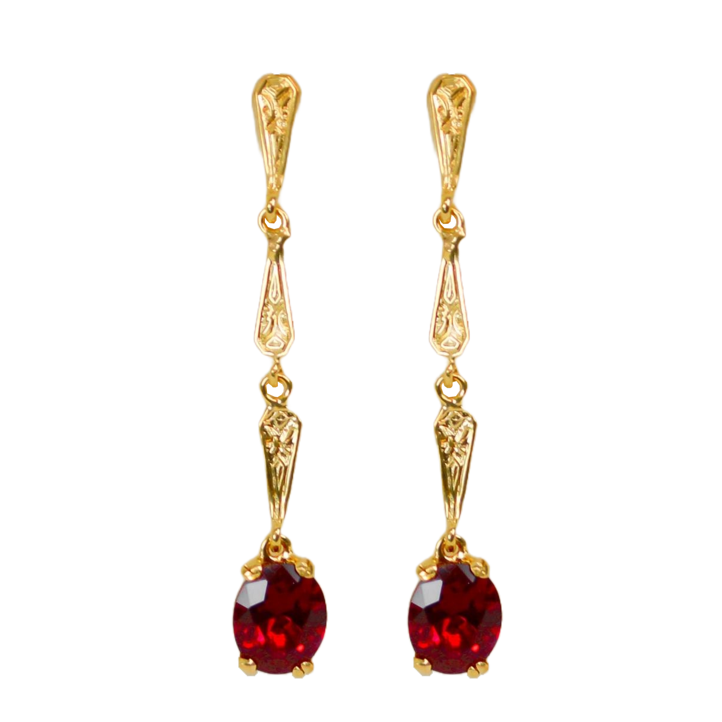 Mary Lily Collection Drop Ruby Earrings