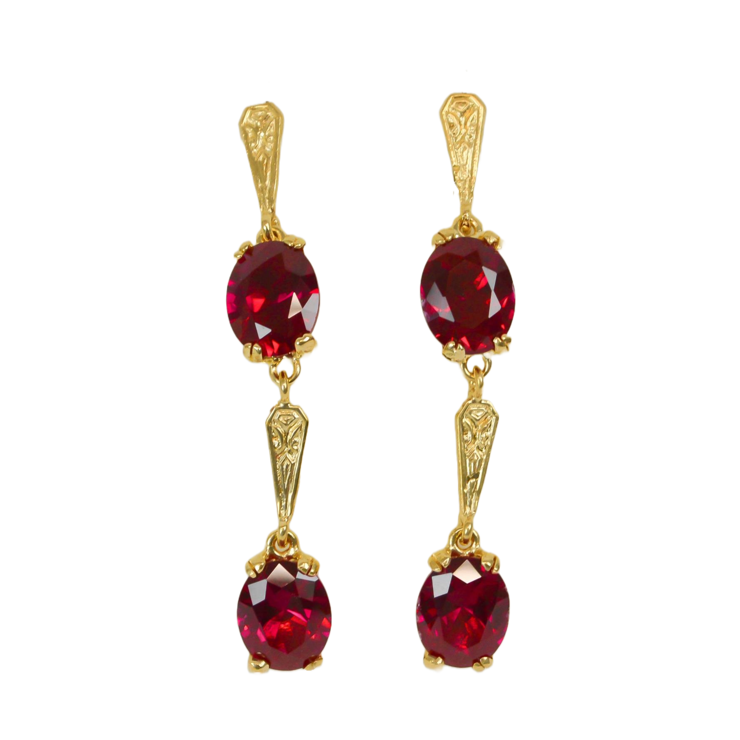 Mary Lily Collection Double Drop Ruby Earrings