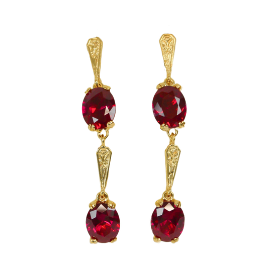 Mary Lily Collection Double Drop Ruby Earrings