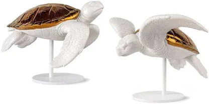 Sea Turtles couple (white - copper) Sculpture