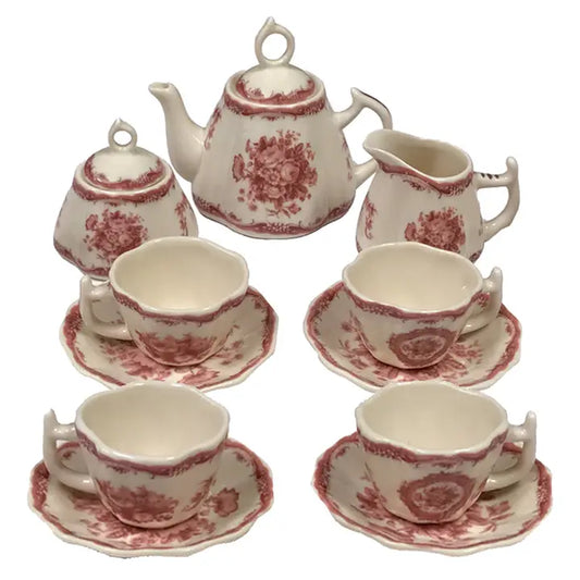 Mini 13-piece Floral Rose Tea Set